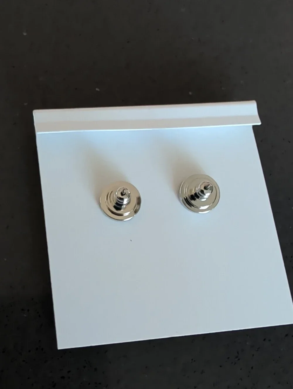Tory Burch Silver Black Double T Logo Stud Earrings New (Orginal Value $88) W66